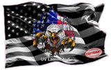 American flag black and White with colored Eagle ripping through decal