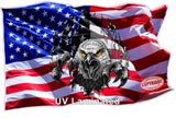 American flag colored with black and white Eagle ripping through decal